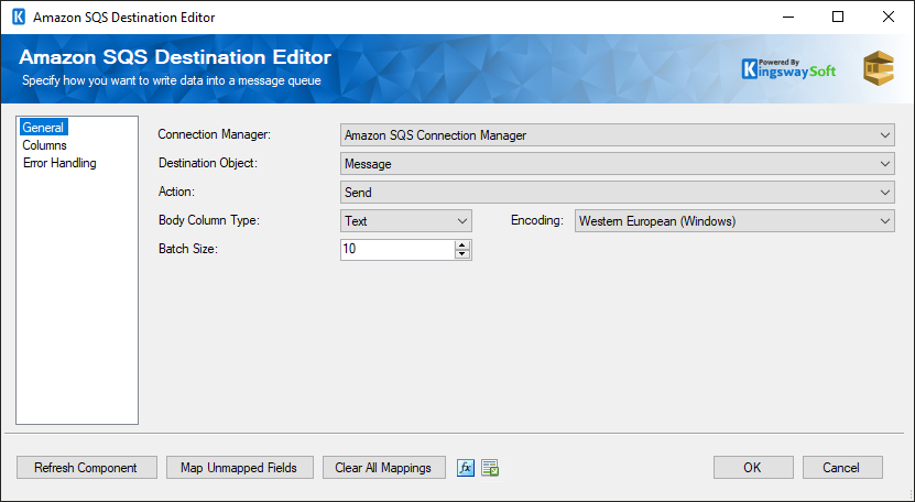 SSIS Amazon SQS Destination